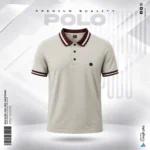 Men’s premium beige polo t-shirt with contrast collar and sleeve trim in Bangladesh