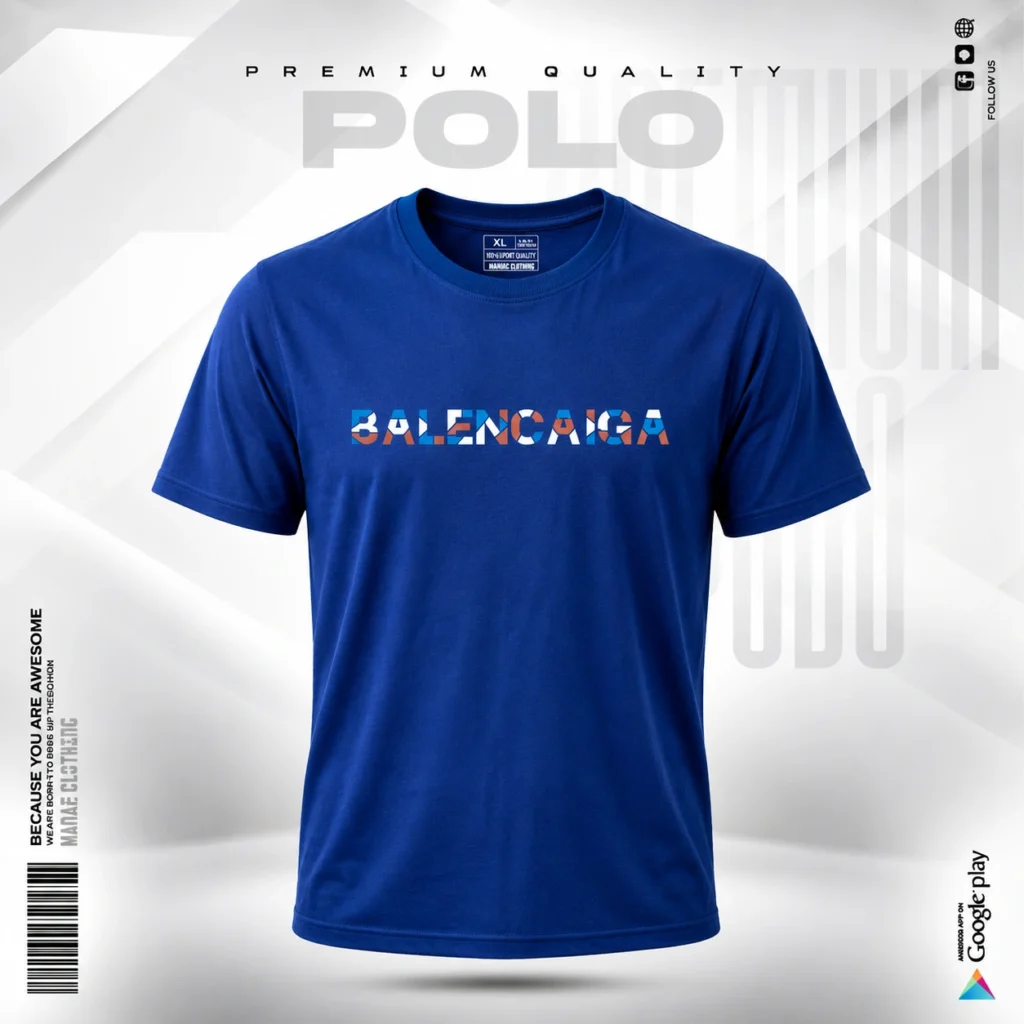 Mens Royal Blue Print T-Shirt